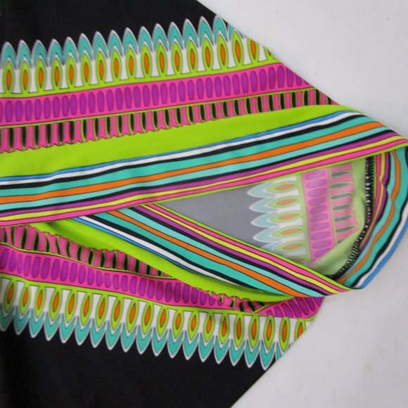 Tunic Dress Swim Coverup Neon Dashiki Print Pink Black Knit Vaca - Picture 7 of 11